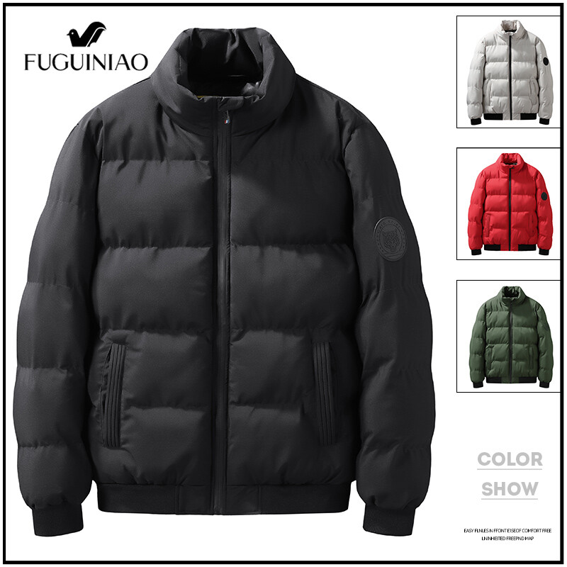 FUGUINIAO Áo Khoác Cổ Đứng Cho Nam 2021 Áo Khoác Cotton Áo Khoác Bomber Áo Khoác Ngoài Giữ Ấm Chống Gió Bằng Cotton Nguyên Chất