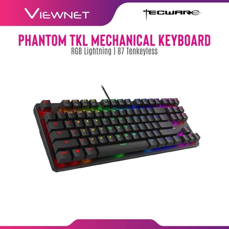 Tecware Wired Gaming Mechanical Keyboard Phantom 2020 TKL with RGB Lighting, 87 Tenkeyless, Outemu Mechanical Switch (Outemu Blue / Outemu Brown / Outemu Red Malaysia
