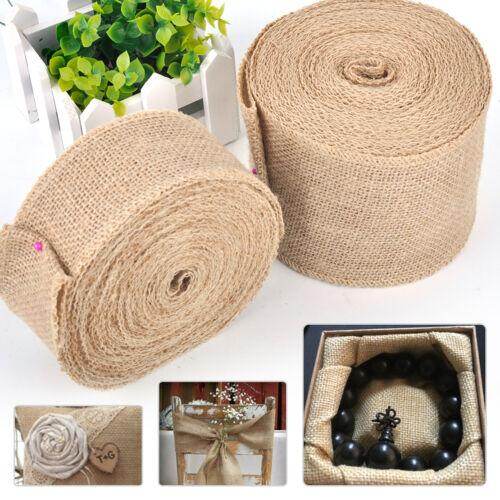 5m Roll Jute Burlap Rustic Hessian Ribbon Tape Strap Wedding Decor
