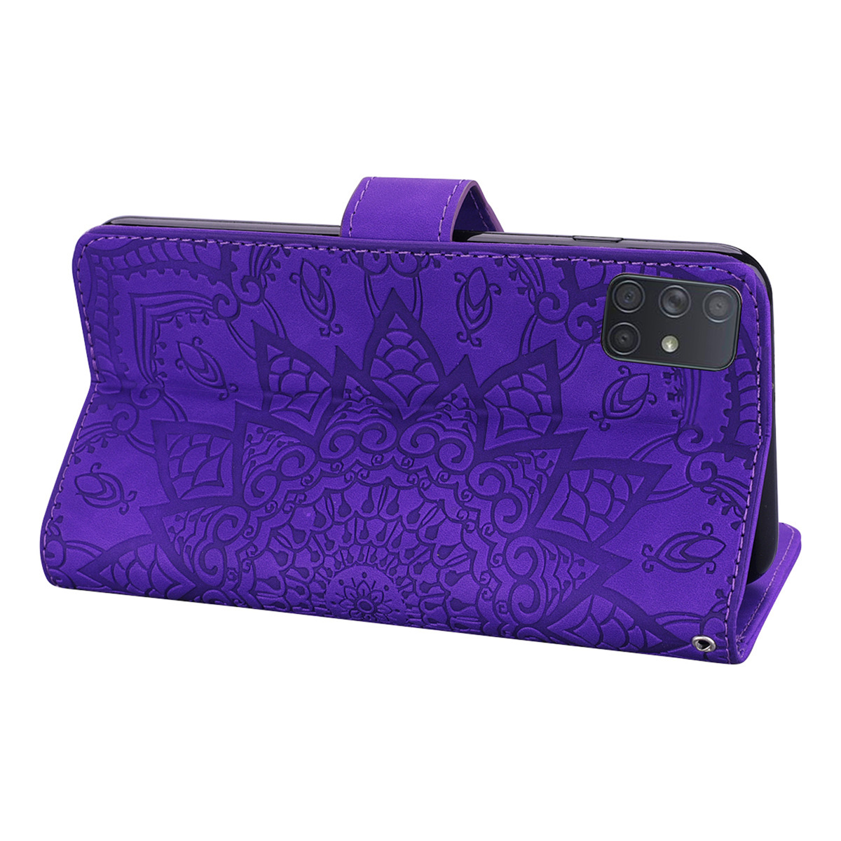 for Samsung A51 A71 Leather Case, Wallet Phone Case Light Slim Flip Folio Cover Durable Shell Genuine Matte Calf Skin Feel, with Kickstand and Cash Card Slots Wristband