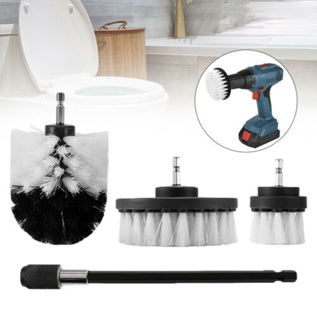New 4 X Drill Brush Car Cleaner Kit Soft Bristle Power Scrubber