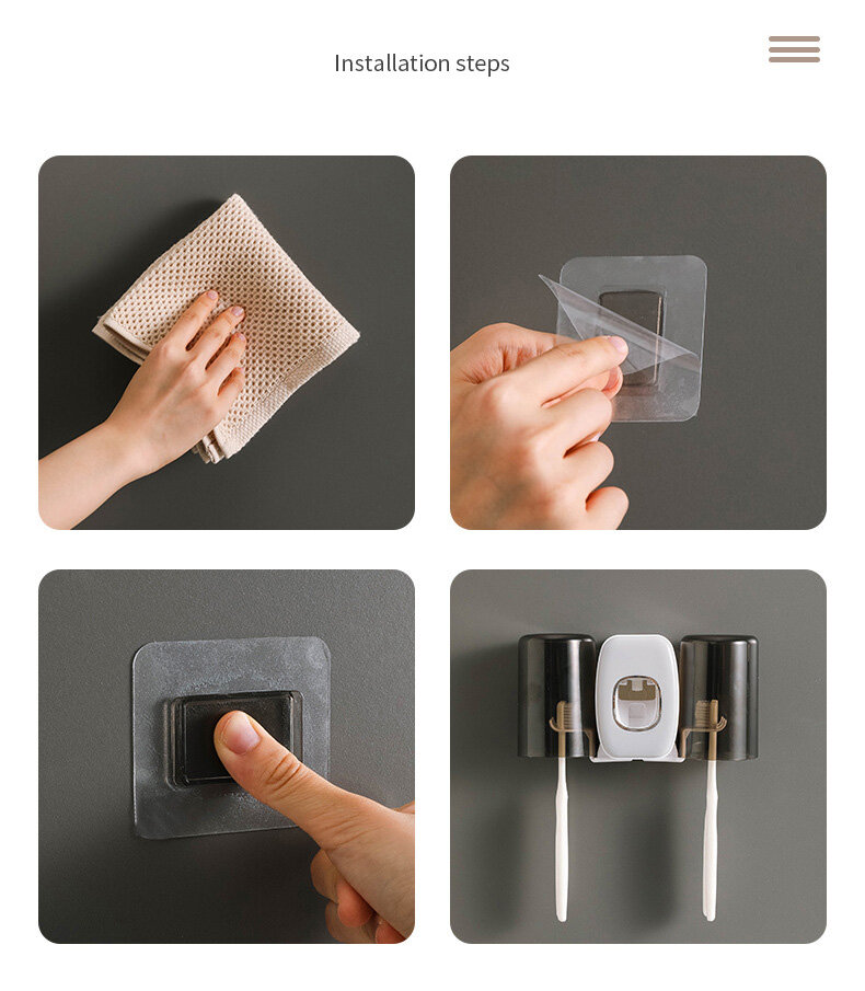 JJT toothbrush hanger toothbrush holder storage rack toothbrush holder automatic toothpaste wall shelf bathroom shelf Wall-mounted suction toothbrush holder. No need to drill into the wall, wall-mounted suction shelves, tooth brush set