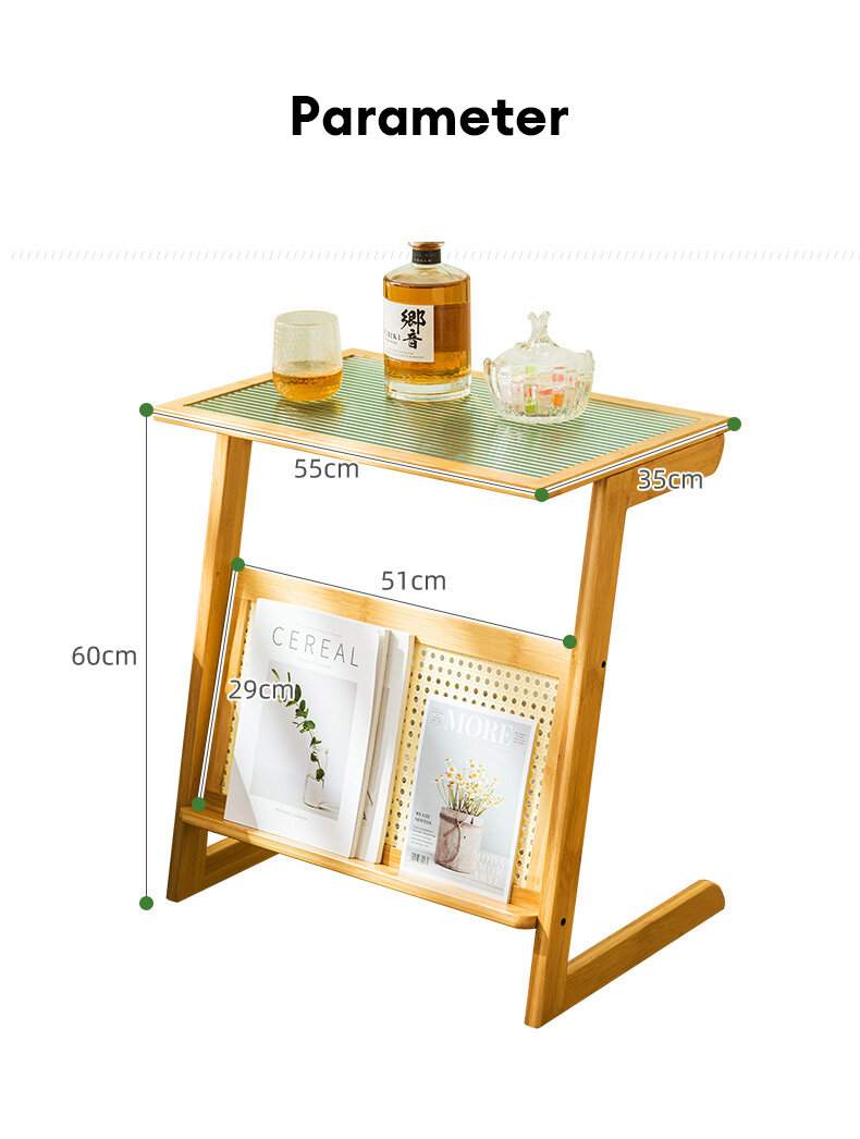 XMDS Side table small coffee table, bedside table, sofa side table, glass small house, square tea table, Japanese mini corner table