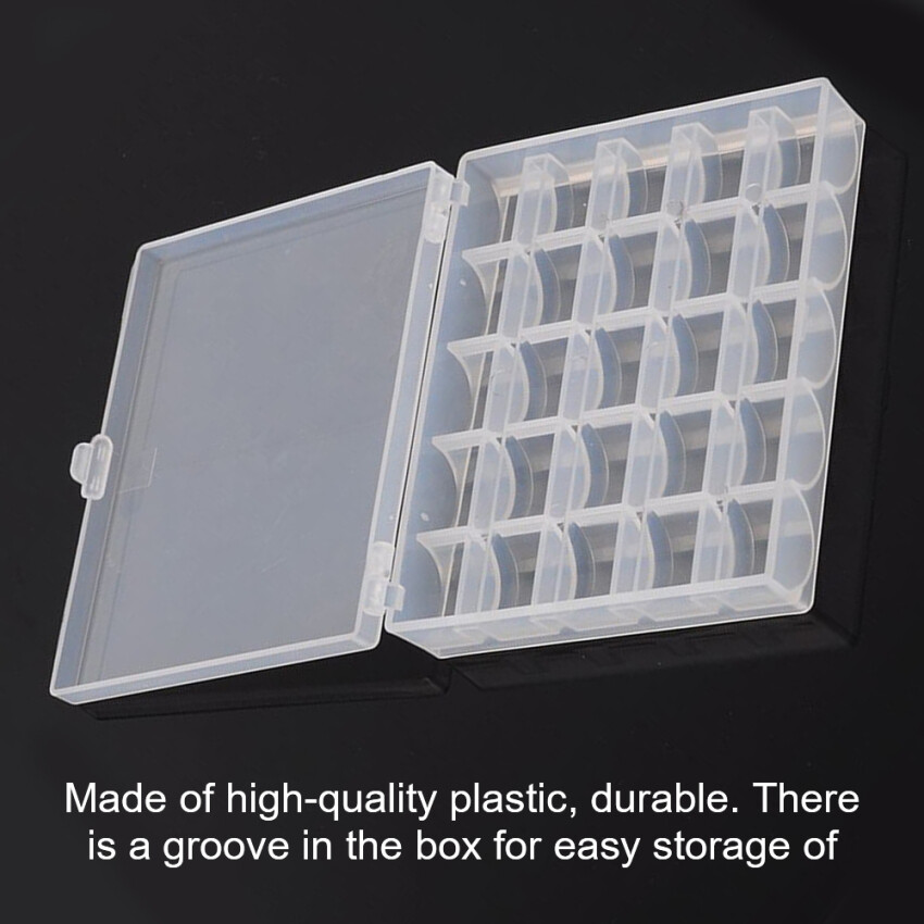 High Transparent 25 Grid Bobbin Box Sewing Machine Bobbin Storage Box