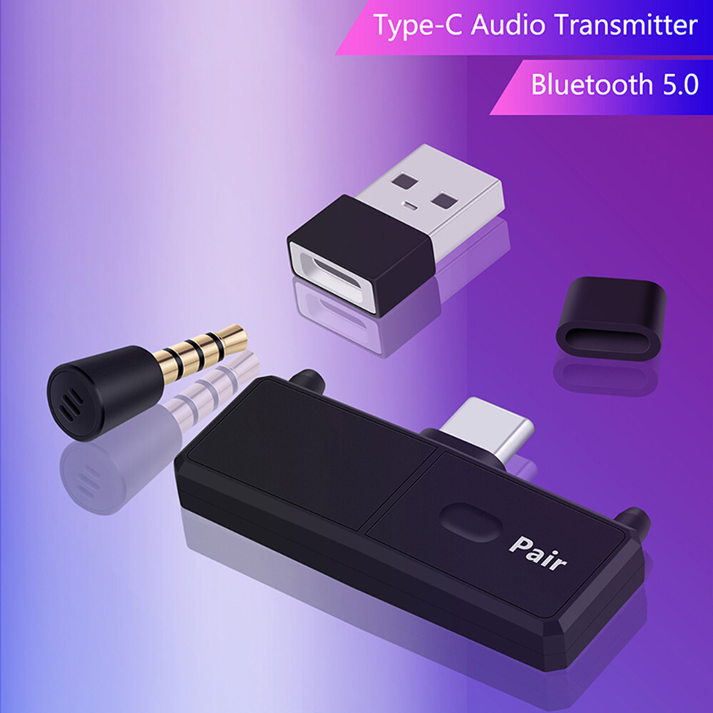 Máy phát Bluetooth vaorlo Type-C v5.0 A2DP SBC độ trễ thấp với Mic cho Nintendo Switch PS4 TV PC Bộ chuyển đổi không dây USB Type-C