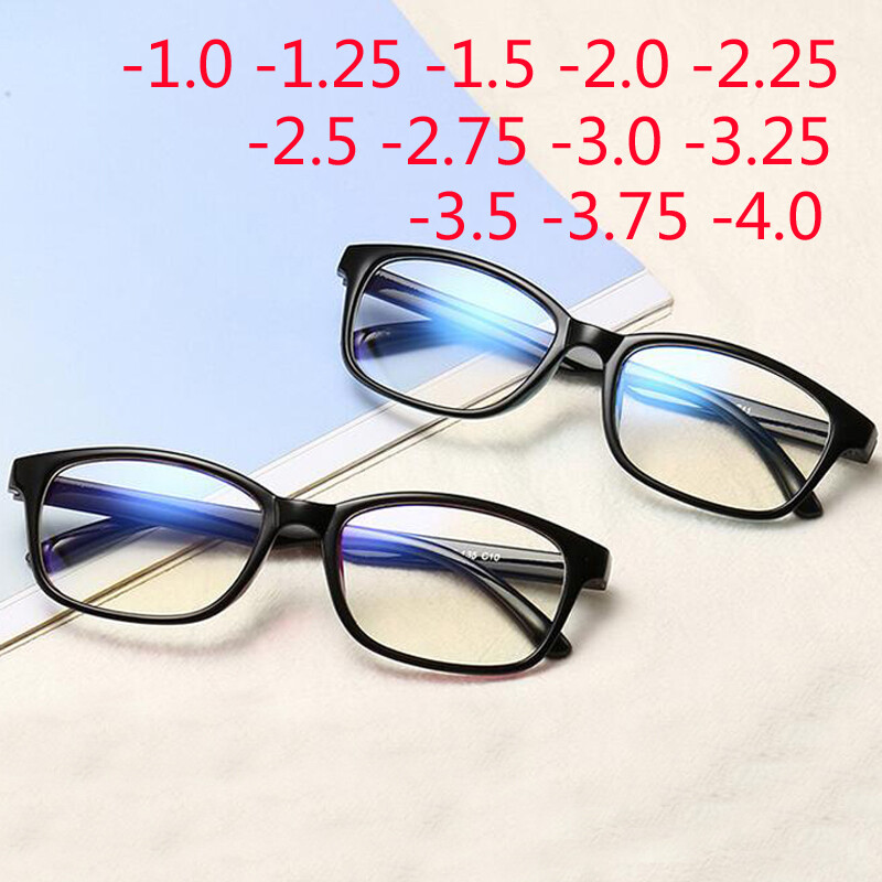 Classic Myopia Glasses Women Men Short-sight Eyewear Black Blue Red Frame -1.0 -1.25 -1.50 -1.75 -2.0 -2.5 -3.0 To -4.0 Daily Use