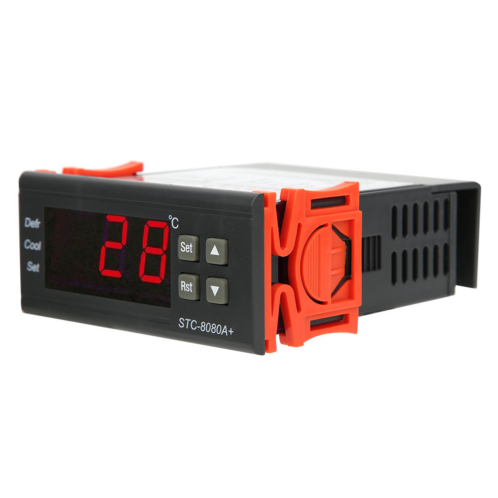 Bộ điều khiển nhiệt độ 10A/220VAC STC-8080A + Nhiệt kế kỹ thuật số làm lạnh rã đông báo động nhiệt độ làm mát sưởi ấm chế độ-50 ° C-99 ° C