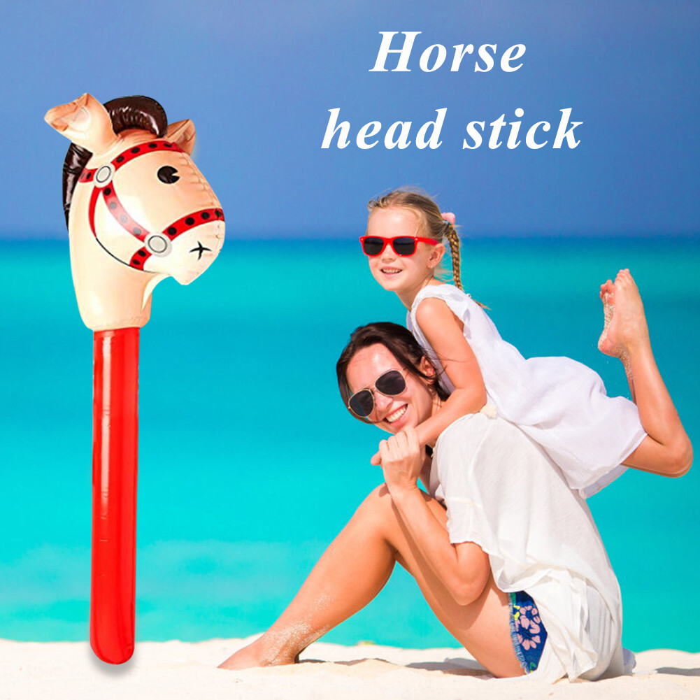 Inflatable หัวม้า Stick Ride-On ของเล่นสัตว์สำหรับเด็ก Horse เกมขับขี่ ...