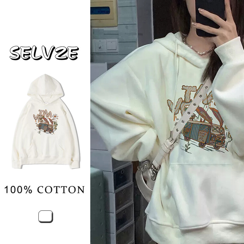 SELVZE Korean Style Women's Hoodie Loose Long Sleeve Pullover