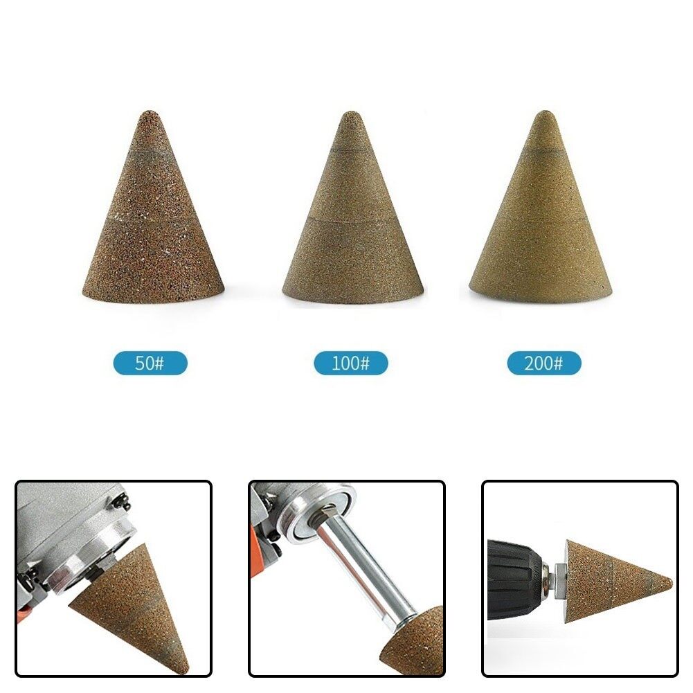 Toolstar Chamfering Diamond Head M10 Conical Diamond Grinding Head 50-200 Grit Stone Chamfering Grinding Polishing Grinding Head for Stones Chamfering, Grinding and Finishing