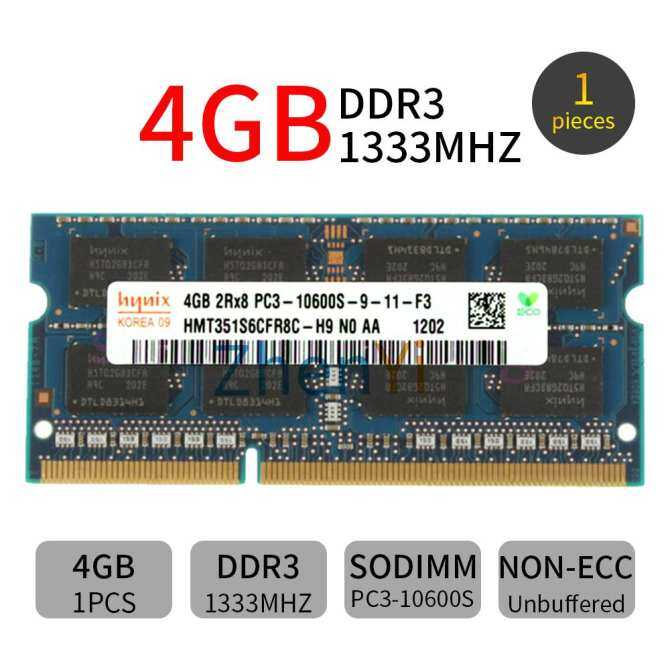 Hynix 4gb pc3-10600s 1.35v ddr3 1333mhz 2rx8 204pin sodimm bộ nhớ máy tính xách tay ram