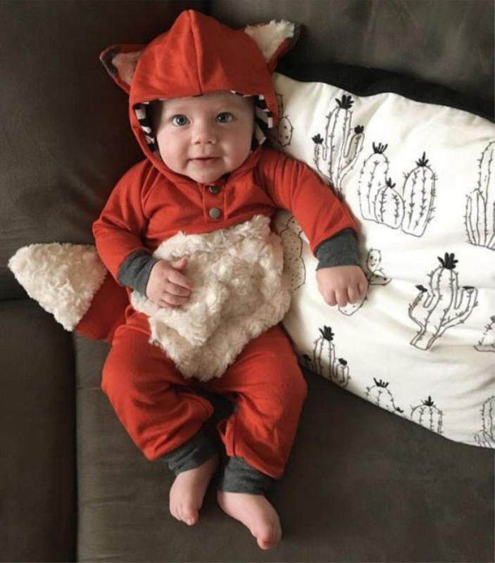 Nơi bán Mùa Thu Đông Mới Phong Cách Quần Áo Gió Sơ Sinh Fox Mô Hình Mũ Trùm Áo Liền Quần Leo Núi Quần Áo
