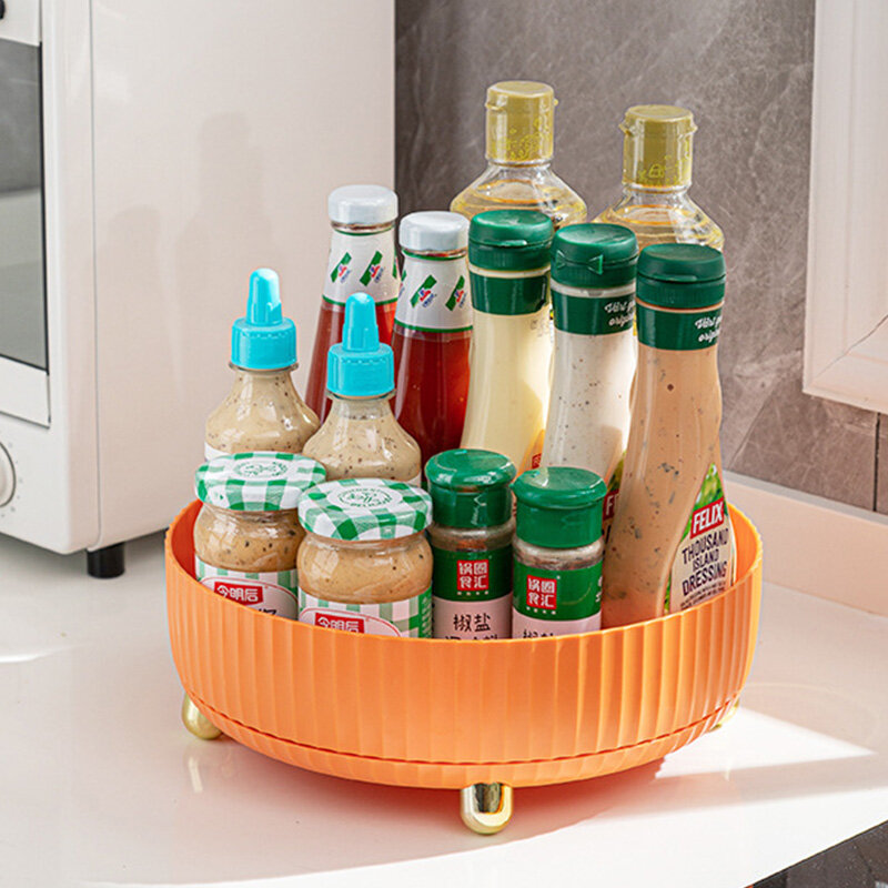 GUAN Rotatable Multi-Function Kitchen Storage Tray Spice Rack Turntable Shelf Organizer