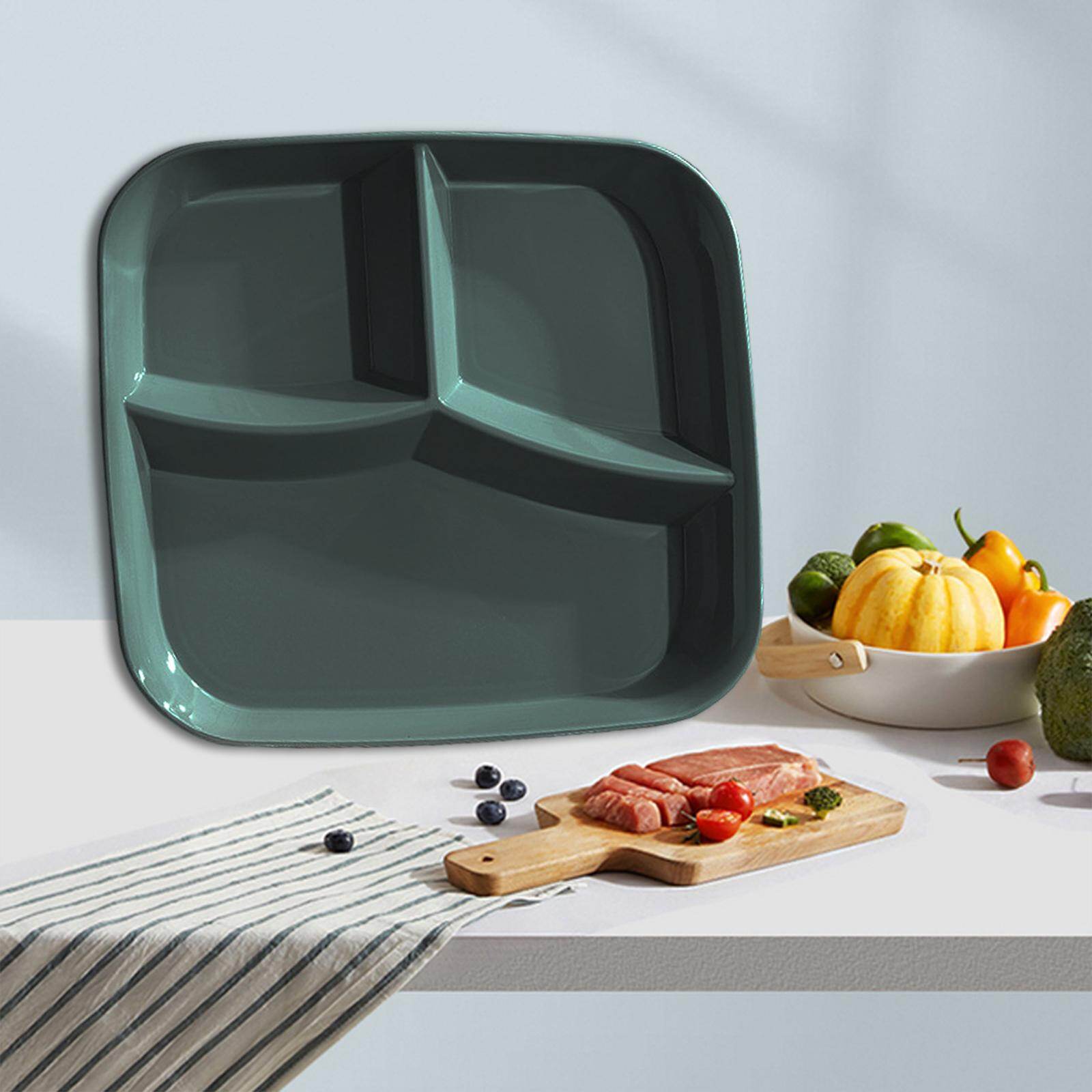 Serbery 3-Compartment Plate Food Dish Diet Food Control for Restaurant Kitchen