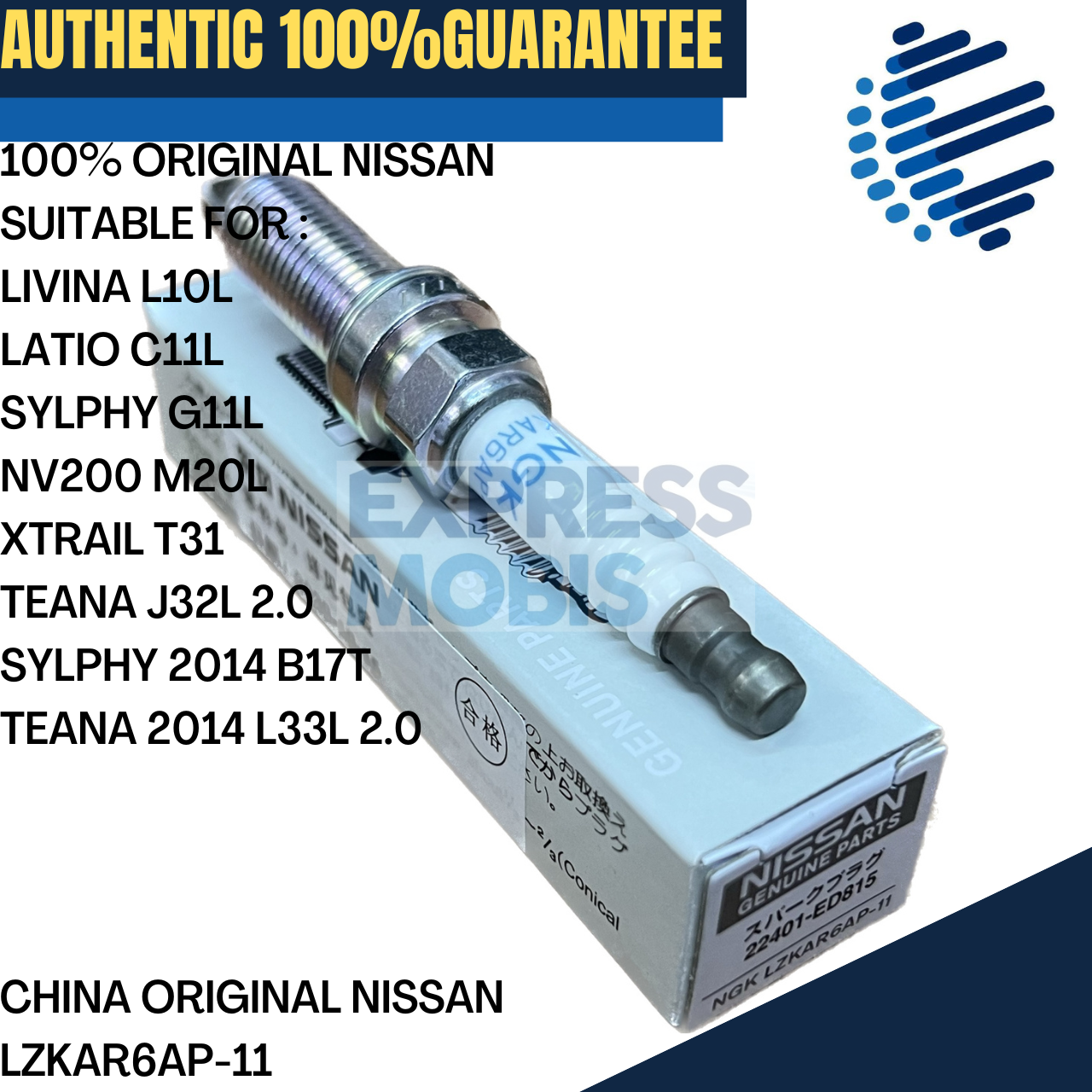 100% ORIGINAL NISSAN SPARK PLUG 22401-ED815 IRIDIUM