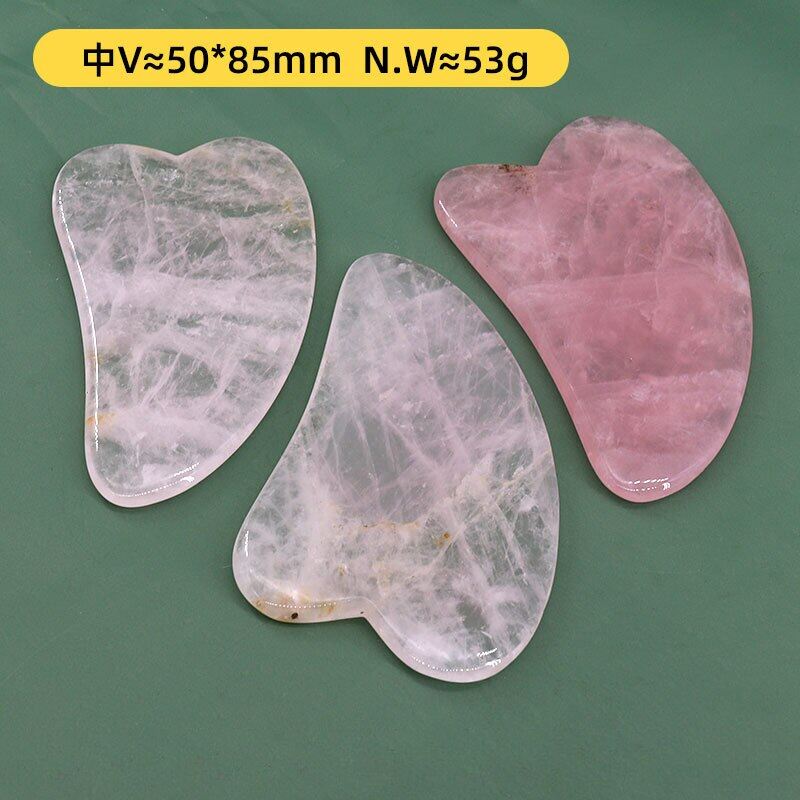 1pc Natural Rose Quartz Jade Roller Gua Sha Facial Massager Roller Jade Scraping Plate Stone Massage Face Lifting Massage Tool