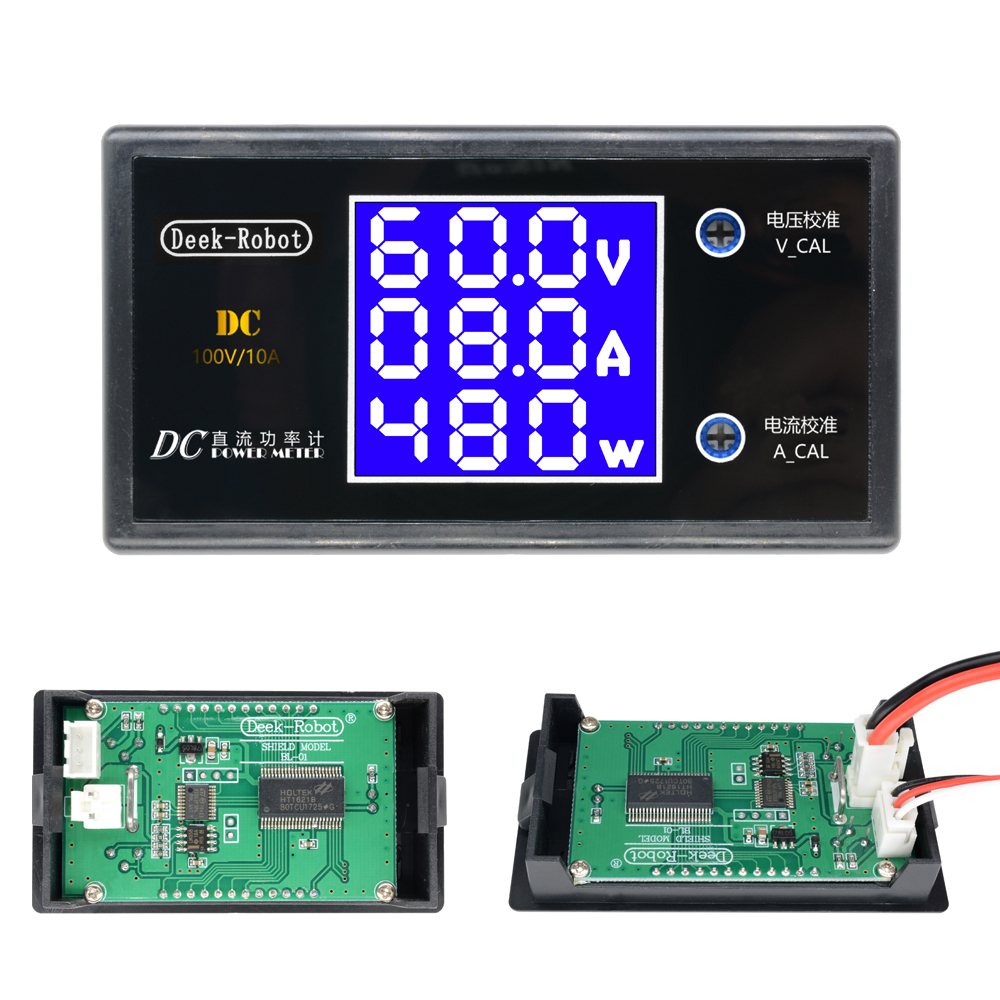 Original Aideepen DC 100V 10A 1000W Digital LCD Display Voltmeter Wattmeter Current Power Tester