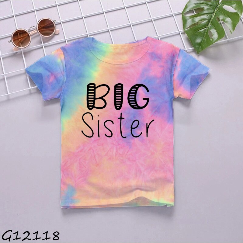 Lil Big Sisters Printed Children Summer Short Sleeve Girl FashionT