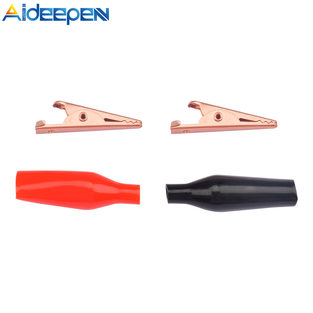 Aideepen 10A Alligator Medium Pure Copper Alligator Clamp with Protective Plastic Boot Red and Black Copper Test Clamp Wire Clip