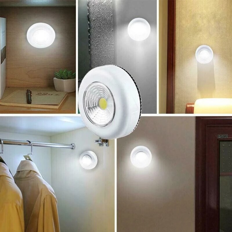 3 Chiếc Đèn LED COB Dưới Tủ Có Miếng Dán Dính Đèn Tường Không Dây Đèn Ngủ Tủ Ngăn Kéo Tủ Chén Phòng Ngủ Nhà Bếp