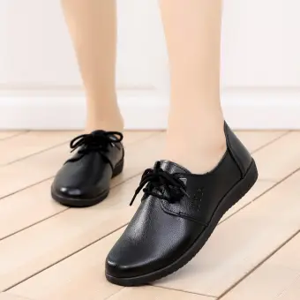 black leather non slip shoes