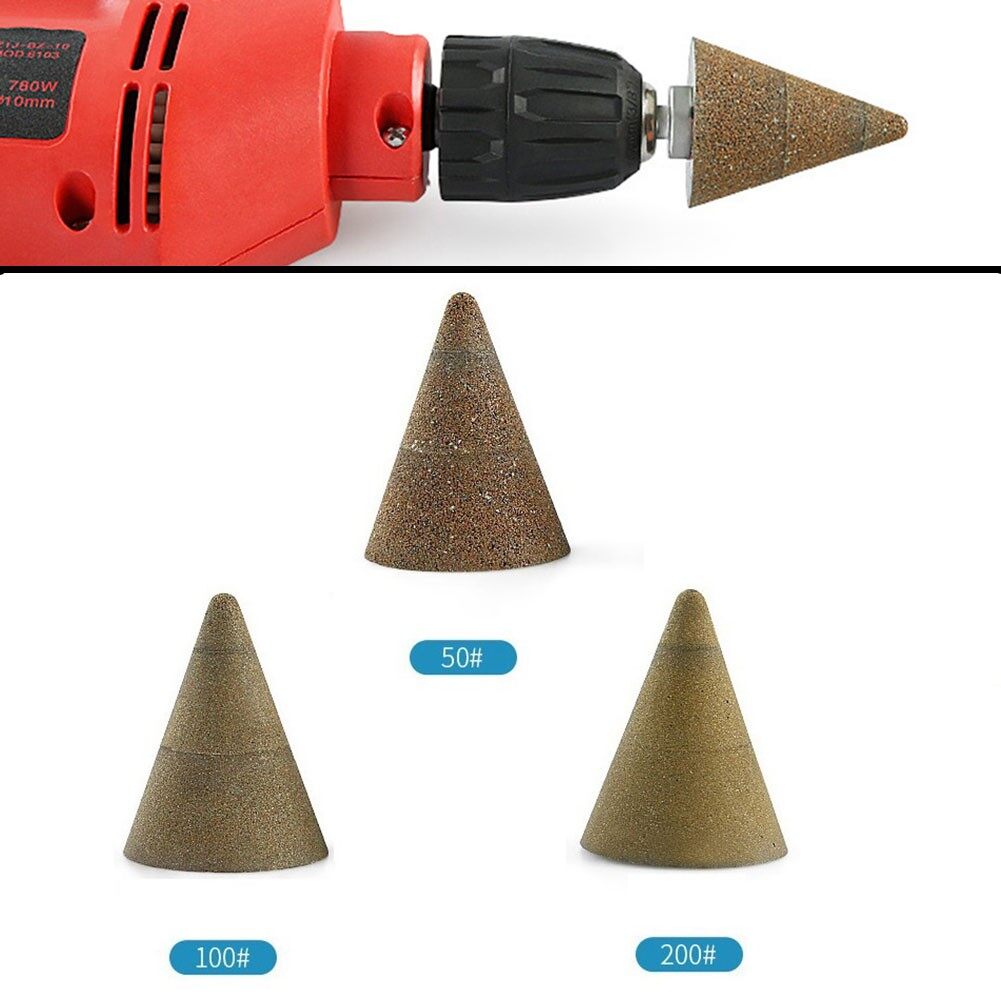 Toolstar Chamfering Diamond Head M10 Conical Diamond Grinding Head 50-200 Grit Stone Chamfering Grinding Polishing Grinding Head for Stones Chamfering, Grinding and Finishing