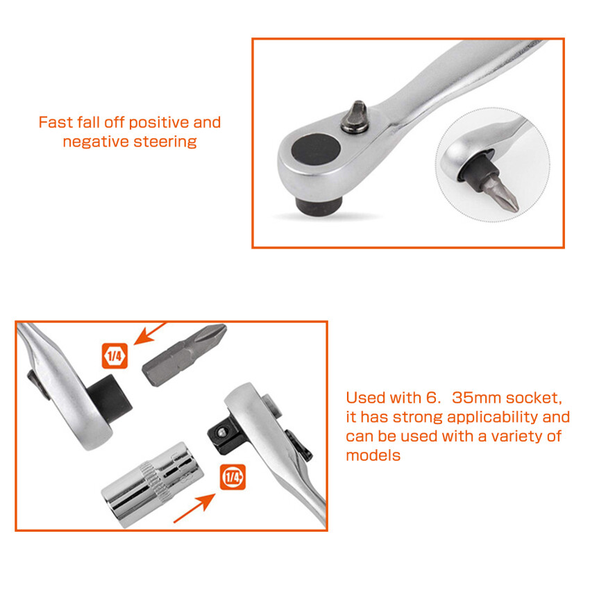 1/4inch Ratchet Socket Wrench Screwdriver Hex Torque Wrench Set Quick Socket Wrench And Screwdriver Hand Tools