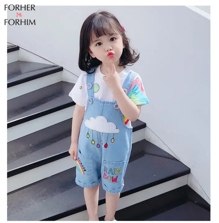 denim rainbow two piece