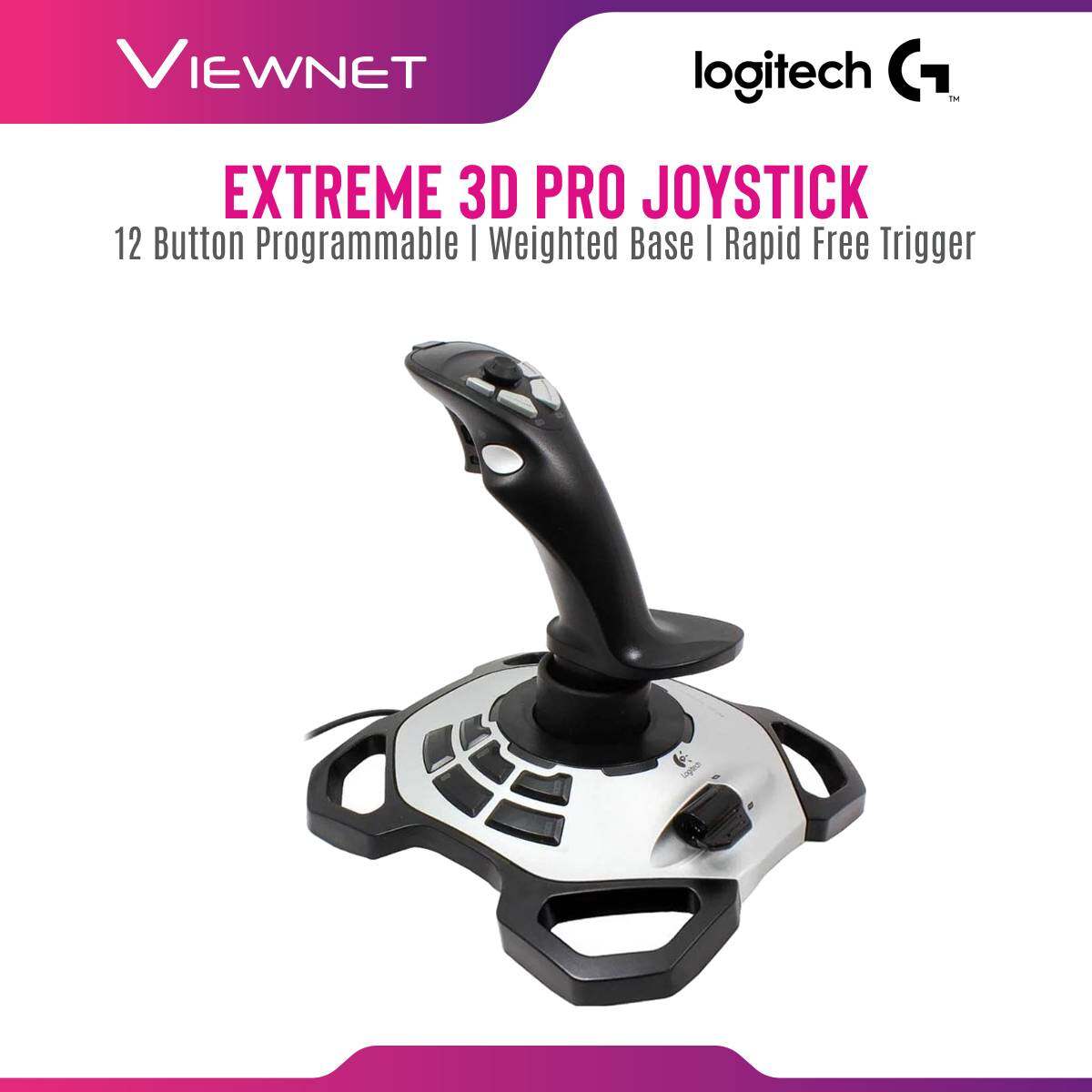Logitech Extreme 3D Pro Joystick (942-000008) with Twist Rudder Control, 12 Buttons Programmable, 8-Way Hat Switch, Rapid Fire Trigger, Stable Weighted Base | Lazada