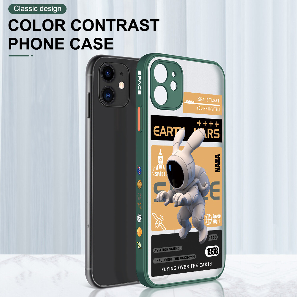Hontinga Casing Case For Xiaomi Redmi Note 7 Note7 Pro Case Cartoon Astronaut Side Edge Pattern Design Clear Transparent Phone Case Full Cover Lens Camera Protector Casing Hard Case For Boys For Girls