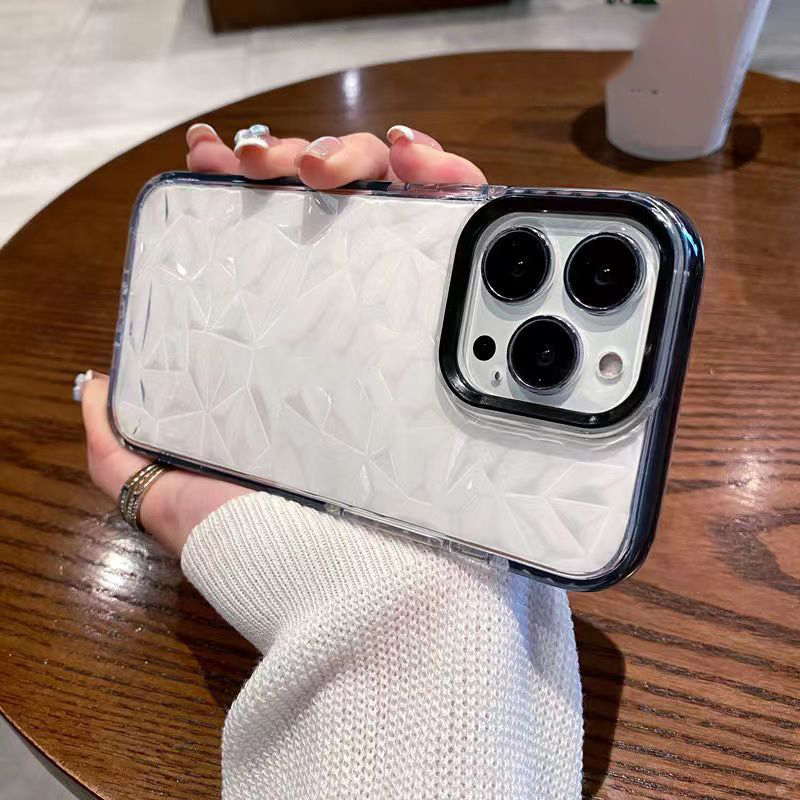 Simple White Pink Black Diamond Pattern Soft Case iPhone 14 14Pro 14Plus 14Promax 13 13pro 13promax 12 12pro 12promax 11 11pro 11promax 6 6S 6Plus 6SPlus 7 7Plus 8 8Plus X XS XR XSmax SE 2020 Phone Cover Casing