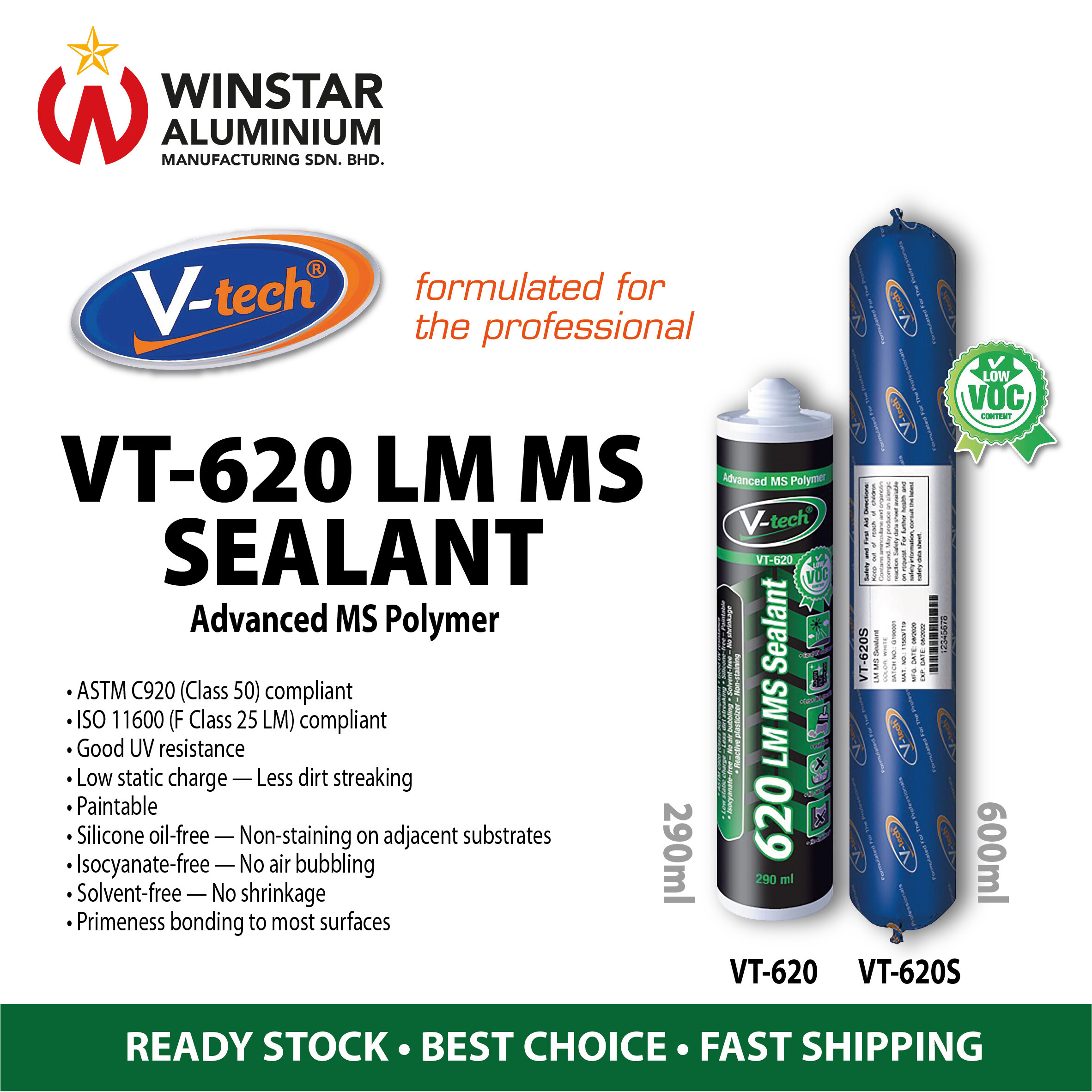 V-Tech VT-620/VT-620S MS Polymer Sealant (BLACK/ WHITE/ GREY) | Lazada