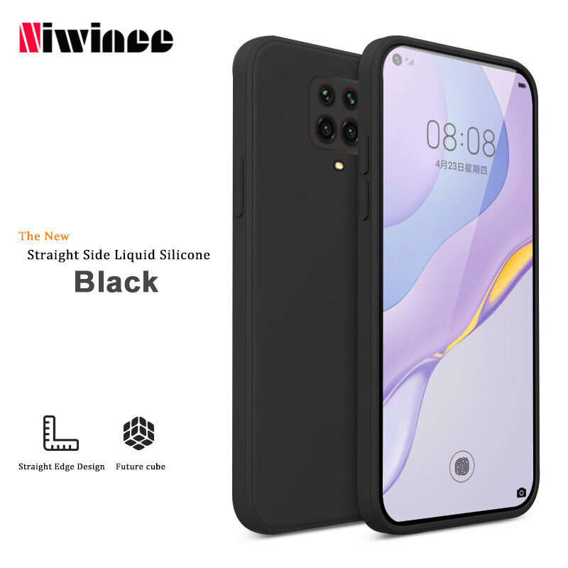 NIWINEE For Xiaomi Redmi Note 9T，Redmi Note 9，Redmi Note 9S，Redmi Note 9 Pro ，Redmi Note 9 Pro Max Phone Case Straight-edge Liquid Silicone All-inclusive Lens Anti-fall New Ultra-thin Simple Personality Creative Soft Phone Case