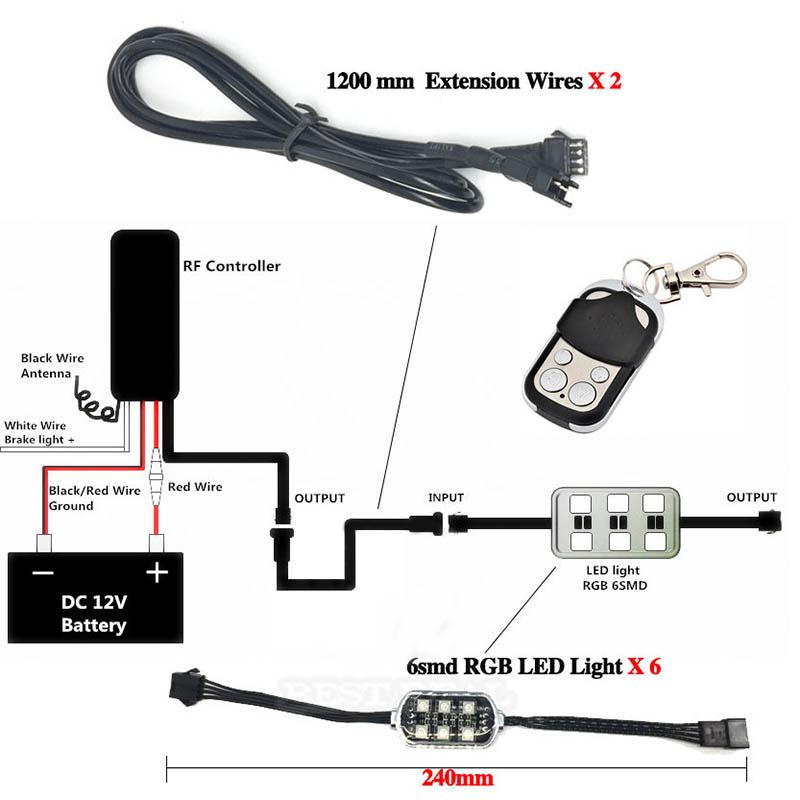 36LED Motorcycle Pod Light Ground Effect Kit Remote Control For Harley