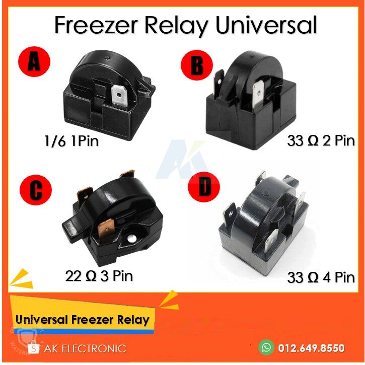 Universal Refrigerator / Freezer Relay Compressor (1Pin / 2Pin / 3Pin / 4Pin) Lazada