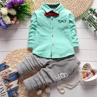 Ienens 2pc Kids Baby Boys Clothes Clothing Sets Infant Boy Shirt