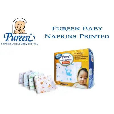 Pureen Baby Napkins Printed (10 pieces) 100% Cotton