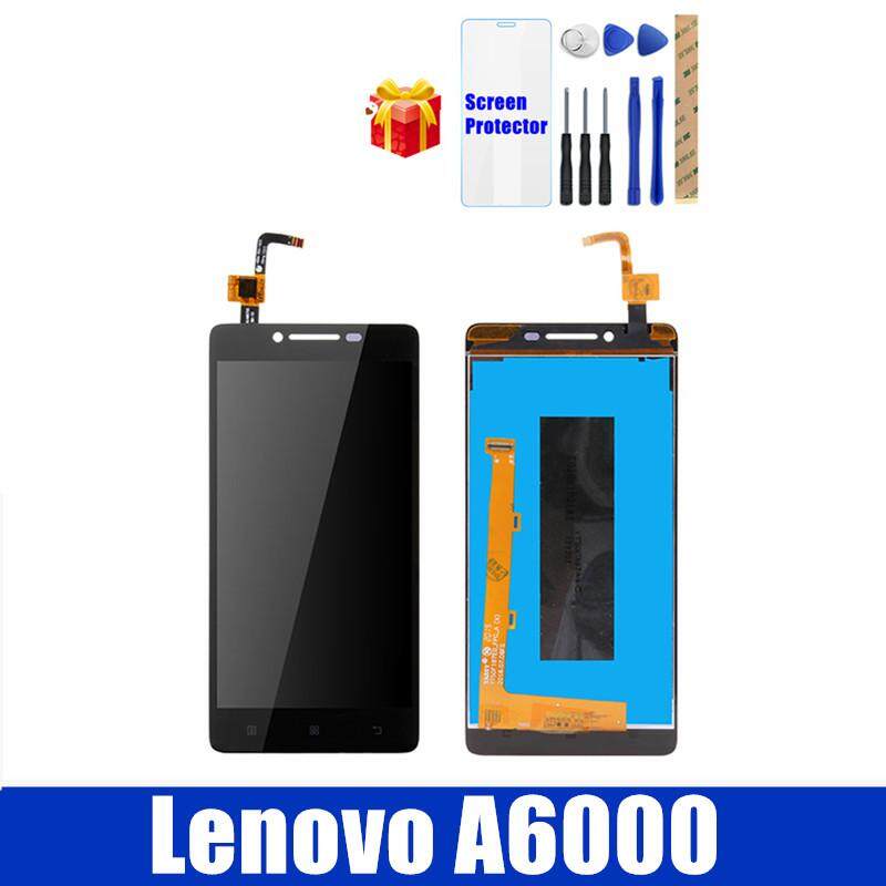 100% Asli untuk Lenovo A6000 Layar LCD dengan Bingkai Panel Sentuh untuk Lenovo A6000 LCD Layar Digitalisasi Perakitan Pengganti Bagian Perbaiakan Cadangan + Kaca Antigores + Perbaikan alat Alat