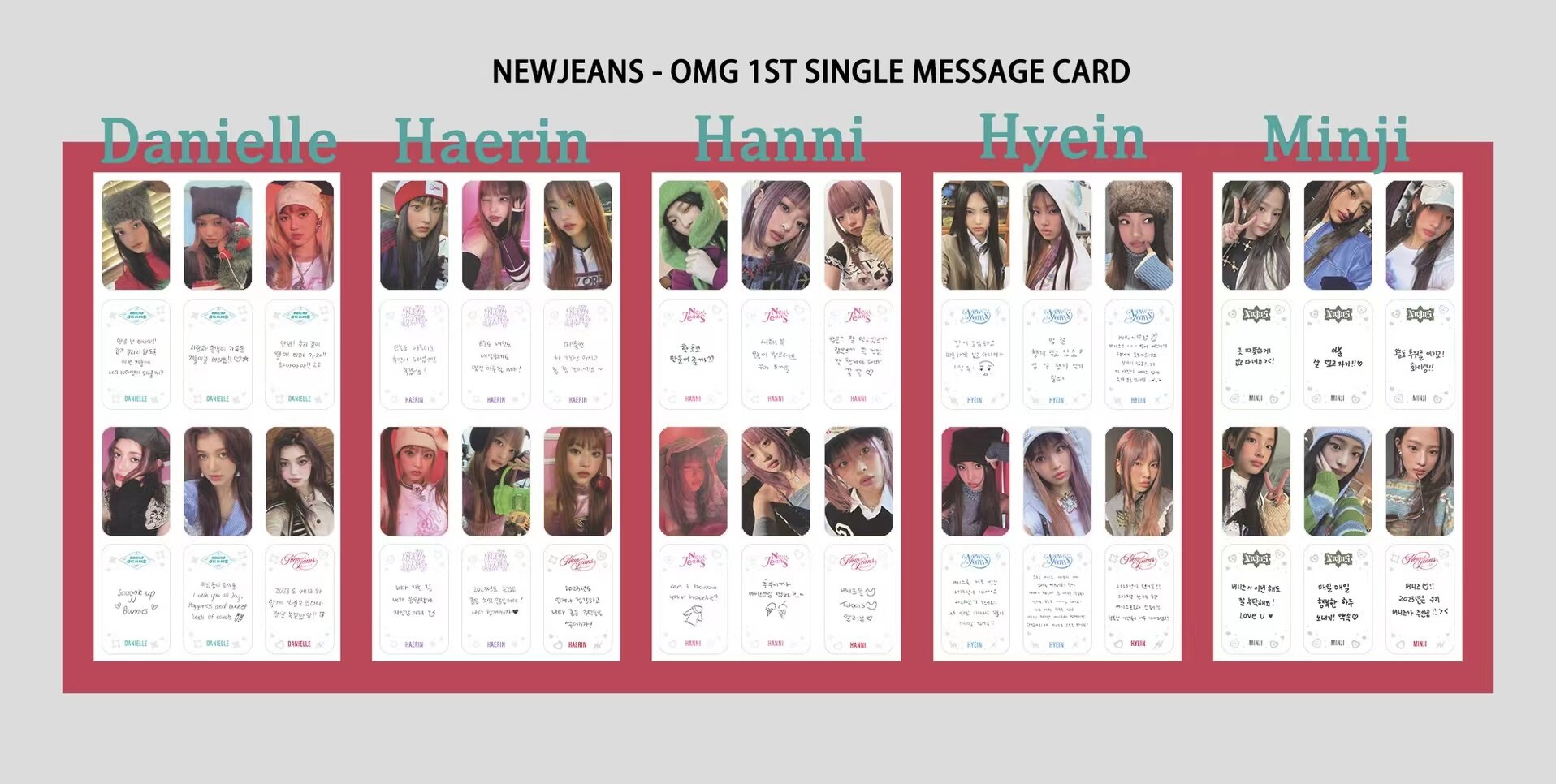 Newjeans omg 1st single message card weverse album pop photo cards hanni danielle haerin hyein minji photo cards 6 per set