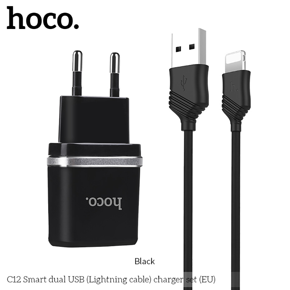 HOCO bộ sạc nhanh 2 cổng USB thông minh 2.4A cho iPhone SE 2020/ iPhone 11/ iPhone X - INTL