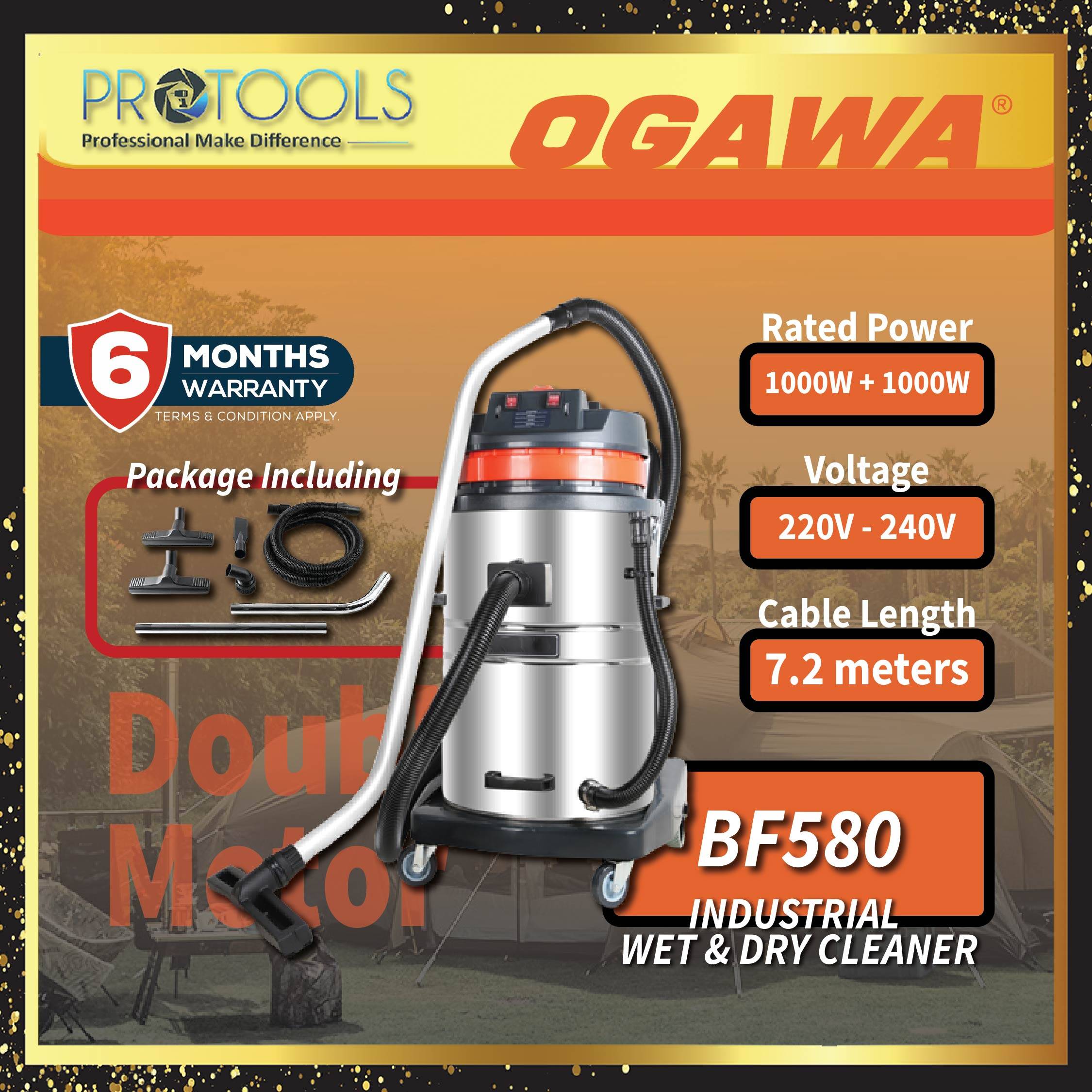 OGAWA BF580 INDUSTRIAL VACUUM CLEANER WET DRY STAINLESS STEEL 2000W 70L (HEAVY DUTY) Lazada