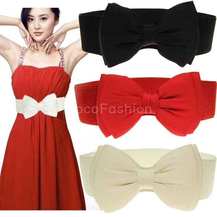 【PrettySet】40-60kg Korean Version of The Wild Fashion Chiffon Soft Elegant Bow Knot Tie Wrap Around Waist Belt Dress Belt Girdle Bow Girdle Female 6cm Wide Belt Elastic Decorative Belt Female #5