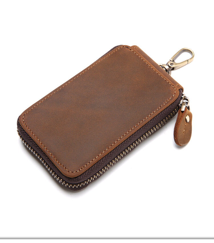 FANCODI Vintage Genuine Leather Key Holder Men Key Wallet Leather Men key case bag Women Key Organizer housekeeper smart keychain cover MC808