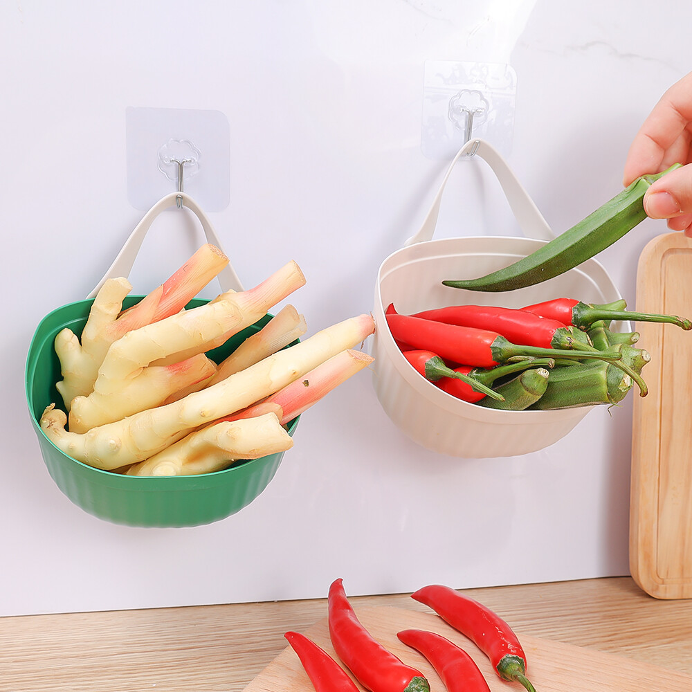 Kitchen Onion Storage Basket Wall-mounted Storage Box Small Rack Bathroom Bedside Hanging Basket Ginger Garlic Storage Baskets