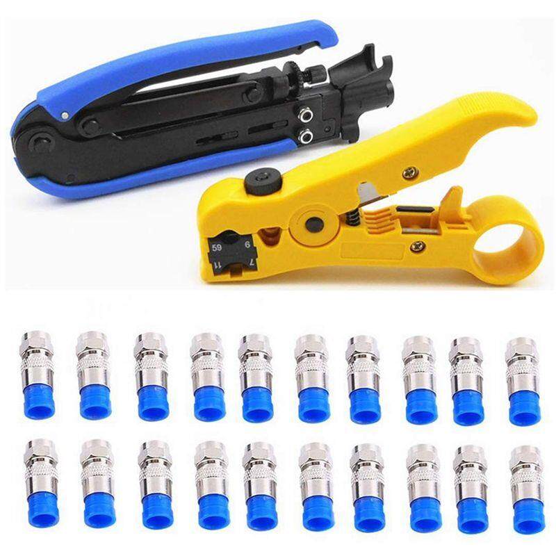 Coaxial Compression Tool Kit Wire Stripper with F RG6 RG59 Coax Cable Crimper
