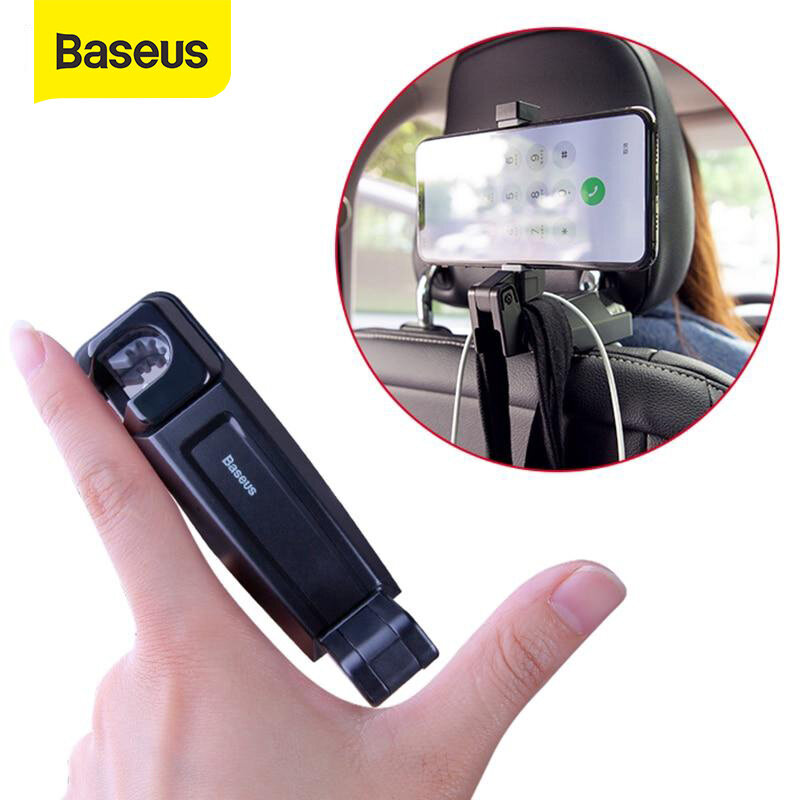 Baseus Back Seat Car Phone Holder For iPhone 14 13 12 Pro Max Xs Max XR 2 in1 Backseat Hook Car Mount Holder For Huawei Samsung Car Holder