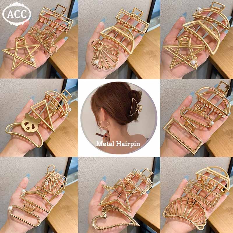 ACC Kẹp Cá Mập Hình Học Kim Loại Cổ Điển Thời Trang Mới 2021, Bắt Hoa Rỗng Phụ Kiện Tóc Kẹp Tóc Tắm Cho Nữ