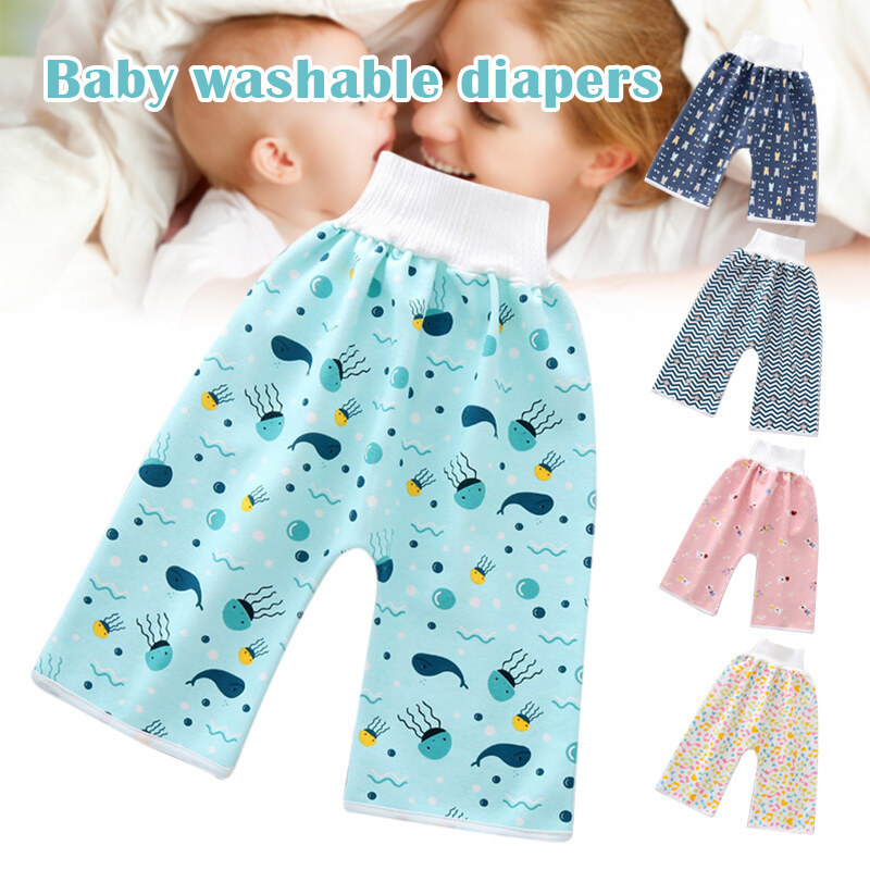 PClub Water Absorbent Diaper Pants Leak-proof High Waist Diaper Trousers for Girls Boys Babies Daily Wear