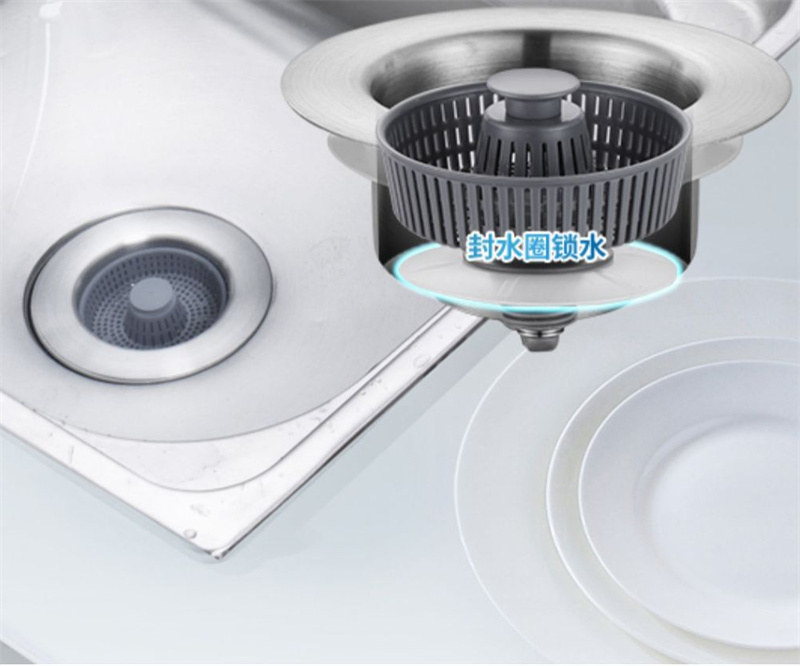 SXH Stainless Steel Kitchen Sink Bouncing Core Sink Sink Dishwasher Filter Screen Basket Vegetable Basin Water Blocking Cover Water Leakage Plug