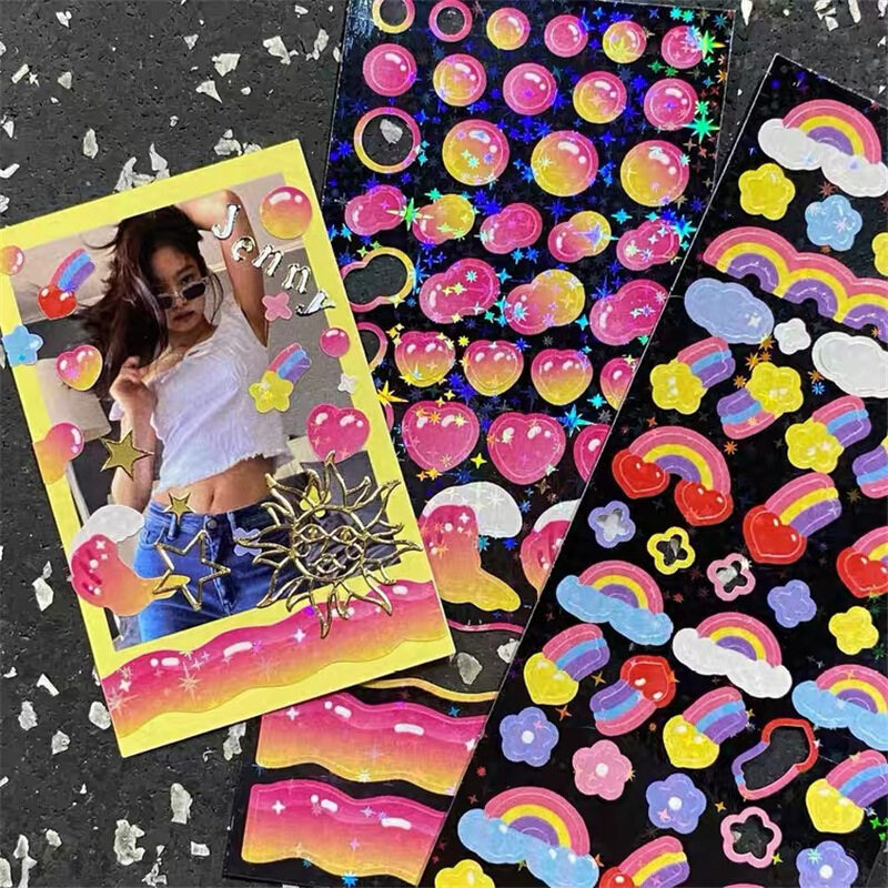 GaLiCiCi Đán Cầu Vồng Trang Trí Sticker DIY Bong Bóng Lấp Lánh Sticker